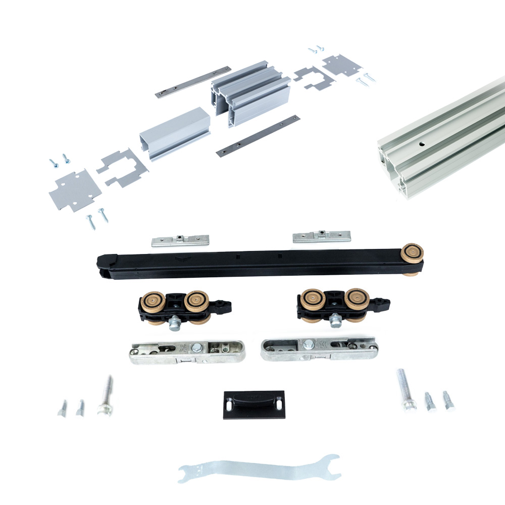 Xperta set 6m rail - alu - Plafond inbouw - Enkele deur - Dubbele softclose - inbouw auto fix