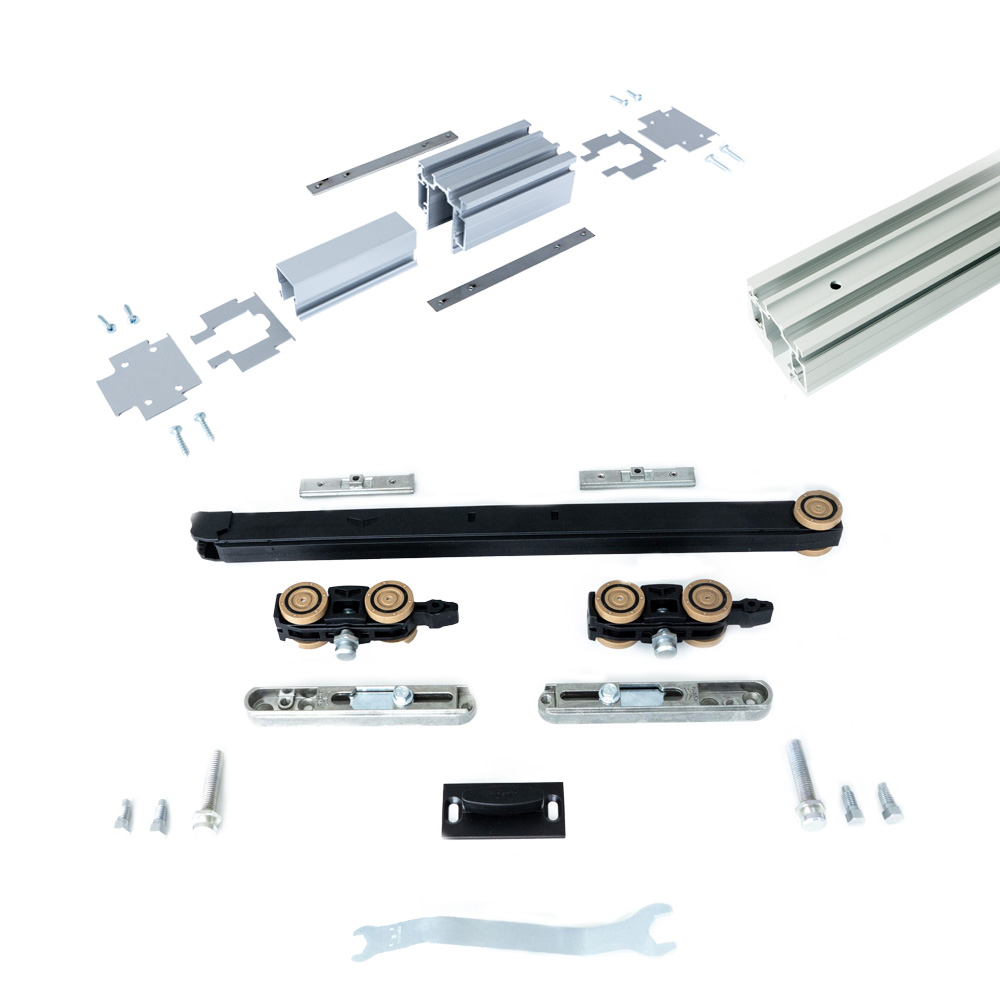 Xperta set 3m rail - alu - Plafond inbouw - Enkele deur - Dubbele softclose - inbouw manual fix