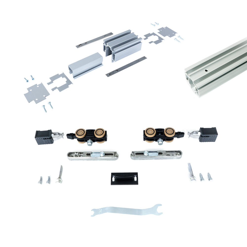 Xperta set 2m rail - alu - Plafond inbouw - Enkele deur - inbouw manual fix