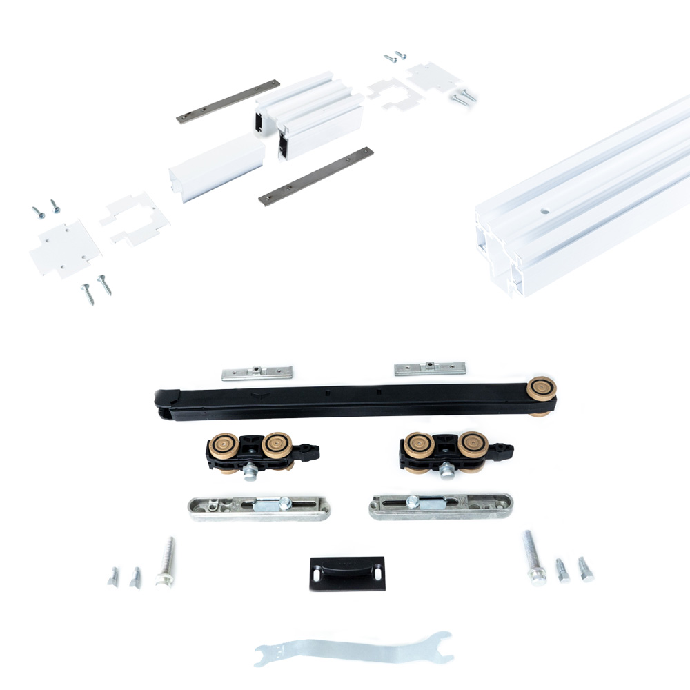 Xperta set 2m rail - Wit - Plafond inbouw - Enkele deur - Dubbele softclose - inbouw manual fix