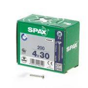 Spax Spaanplaatschroef platverzonken kop verzinkt pozidriv 4.0x30mm (per 200 stuks)