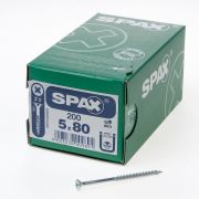 Spax Spaanplaatschroef platverzonken kop verzinkt pozidriv deeldraad 5.0x80mm (per 200 stuks)