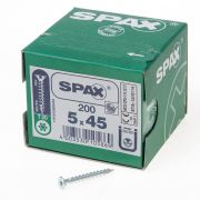 Spax Spaanplaatschroef platverzonken kop verzinkt T-Star T20 5.0x45mm (per 200 stuks)