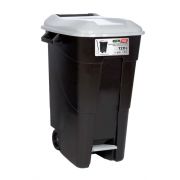 Sinatec vuilnisbak met handig pedaal grijs/zwart - 120 liter