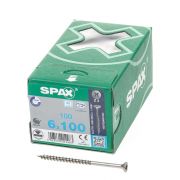 Spax Spaanplaatschroef platverzonken kop RVS pozidriv 6.0x100mm (per 100 stuks)