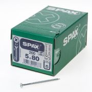 Spax Spaanplaatschroef platverzonken kop verzinkt pozidriv 5.0x80mm (per 200 stuks)