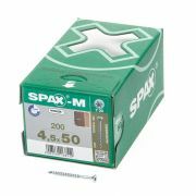 Spax-m MDF Spaanplaatschroef met boorpunt verzinkt T-Star T20 deeldraad 4.5x50mm (per 200 stuks)