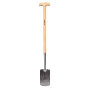4tecx Gesmede spade 330 x 140 mm met hals blank geslepen met essen steel