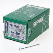 Spax Spaanplaatschroef platverzonken kop verzinkt T-Star T20 deeldraad 4.5x80mm (per 100 stuks)