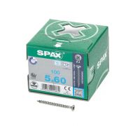 Spax Spaanplaatschroef platverzonken kop RVS pozidriv 5.0x60mm (per 100 stuks)
