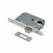 DX® Kastslot doornmaat 50mm euro cilinder ronde voorplaat RVS inclusief rechthoekige sluitplaat