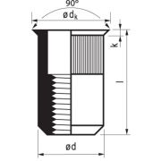 Masterfix Blindklinkmoer M5x14mm - staal (verzinkt) - verzonken kop(klein) (Per 250 stuks)