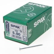 Spax Spaanplaatschroef platverzonken kop verzinkt T-Star T20 5.0x80mm (per 100 stuks)