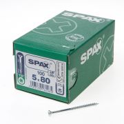 Spax Spaanplaatschroef platverzonken kop verzinkt T-Star T20 deeldraad 5.0x80mm (per 100 stuks)
