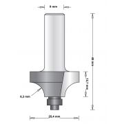 Hitachi 8 mm afrondfrees duivejager met onderlager 25.4 x 49 x 6.3 mm