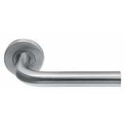 Deurklink Trevo rvs basis op rond rozet geveerd