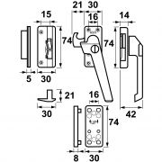 Axa Raamsluiting met nok cilindersluiting rechts inbouw F1 3319-31-91/6