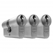 DOM cilinder dubbel 30-30 SKG** - Nikkel - inc. 3 sleutels (Per 3 stuks gelijksluitend)