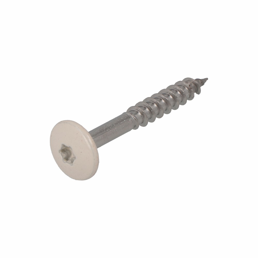 Dak&gevel kleurkopschroef rvs-a2 crèmewit ral90014.8x25 (50)