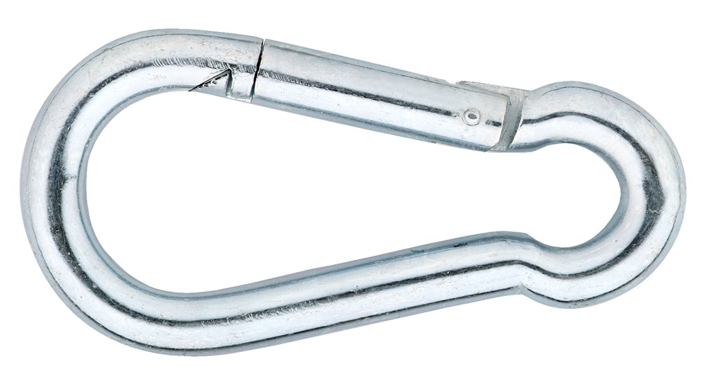Karabijnhaak C-DIN 5299 / 090x09 mm / verzinkt / per stuk gelabeld