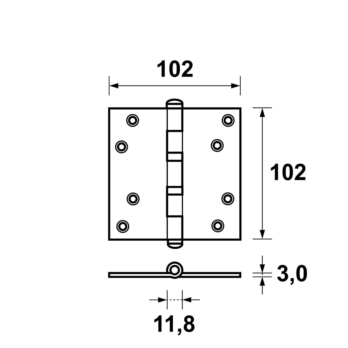 Kogelscharnier rvs 102x102mm afbeelding