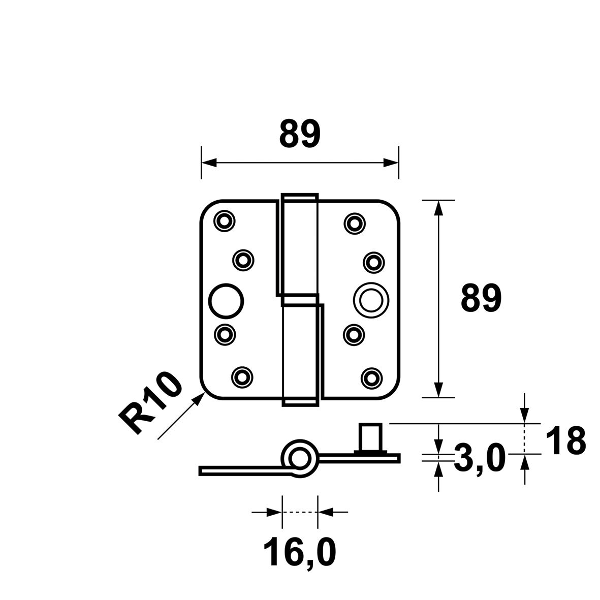Paumelle rvs rhvh rs 89x89 geborst. afbeelding