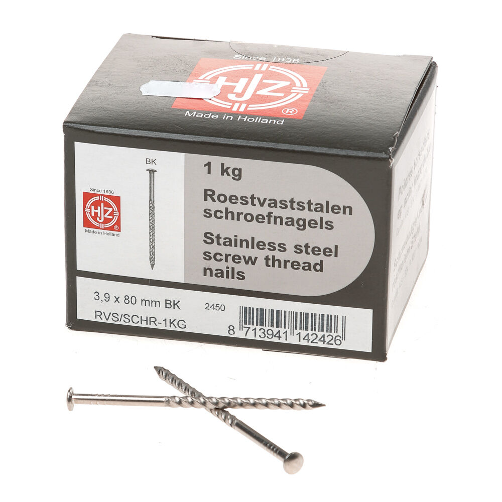 1kg schroefnagel rvs bk 3.9x80mm afbeelding