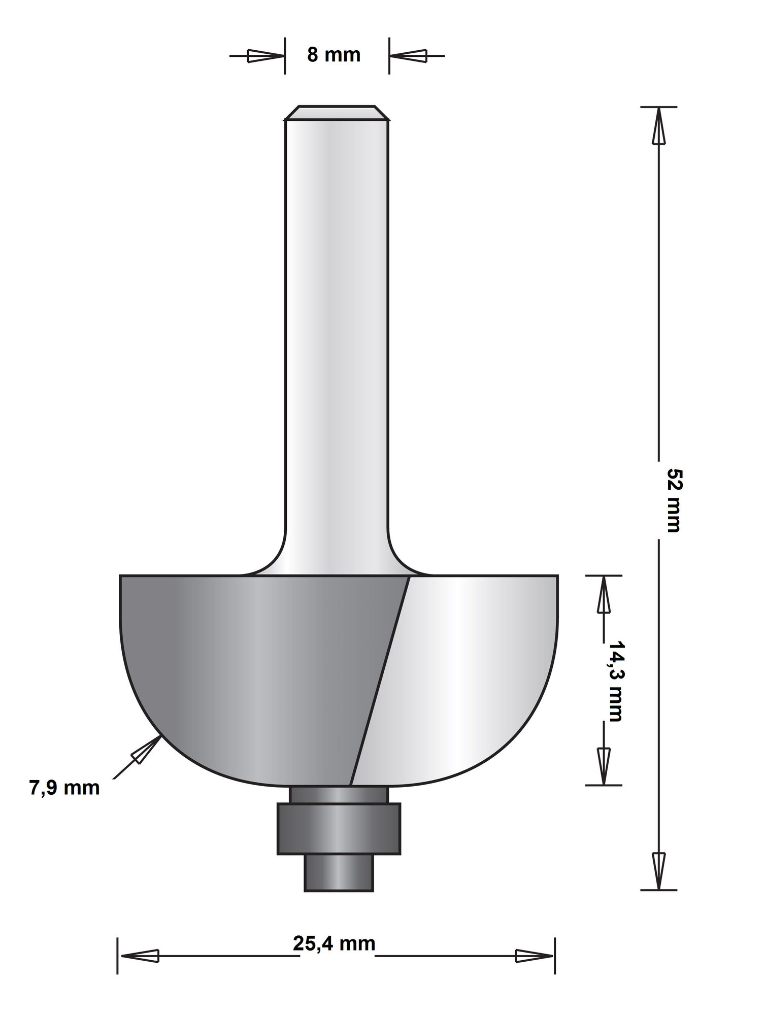 8 MM HOLPROFIELFREES MET ONDERLAGER 25.4X52X7 afbeelding