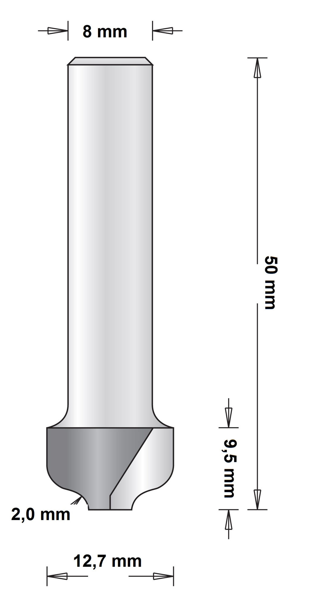 8 MM PROFIELFREES 12.7X50X2 afbeelding