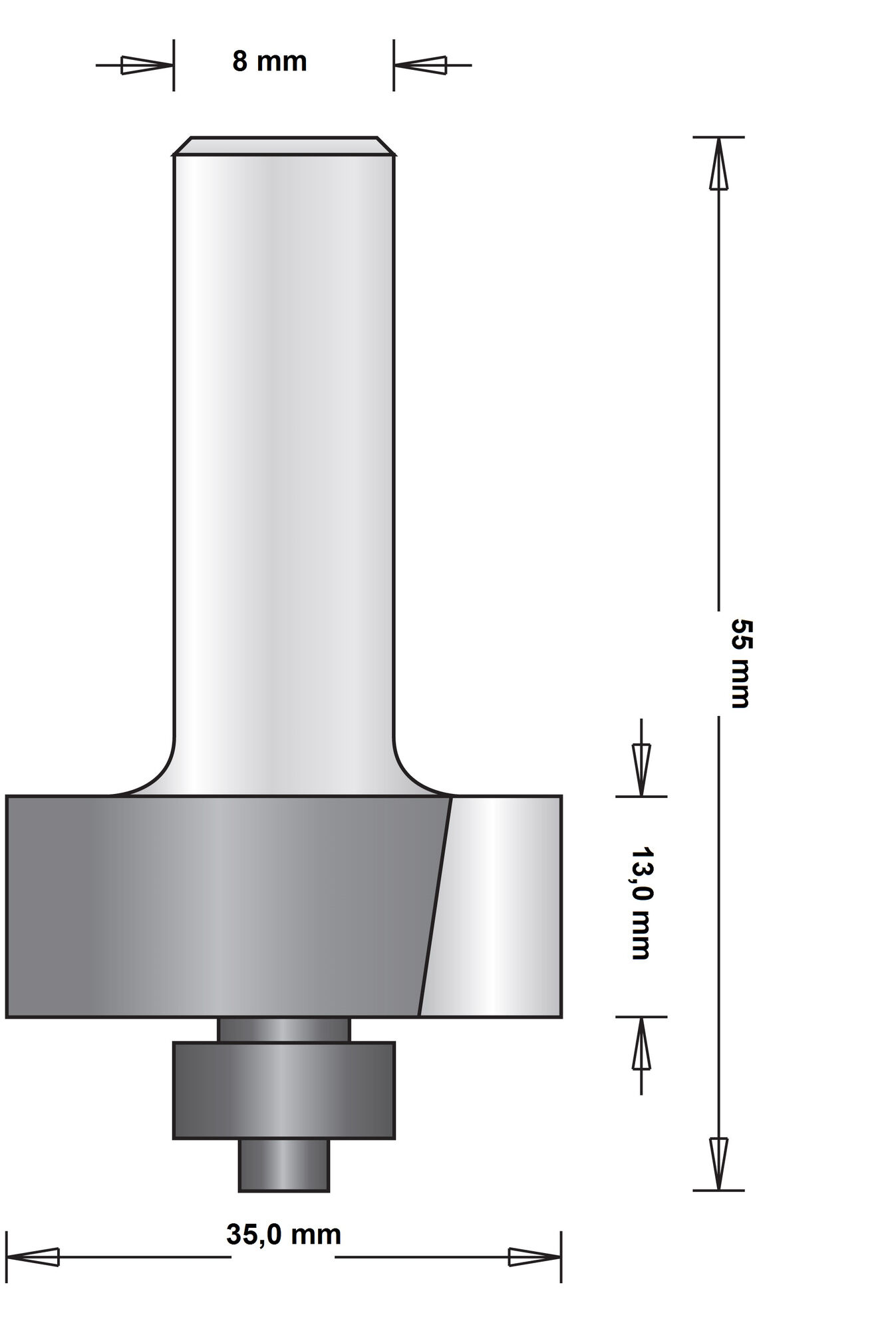 8 MM SPONNINGSFREES MET ONDERLAGER35X55X12, afbeelding