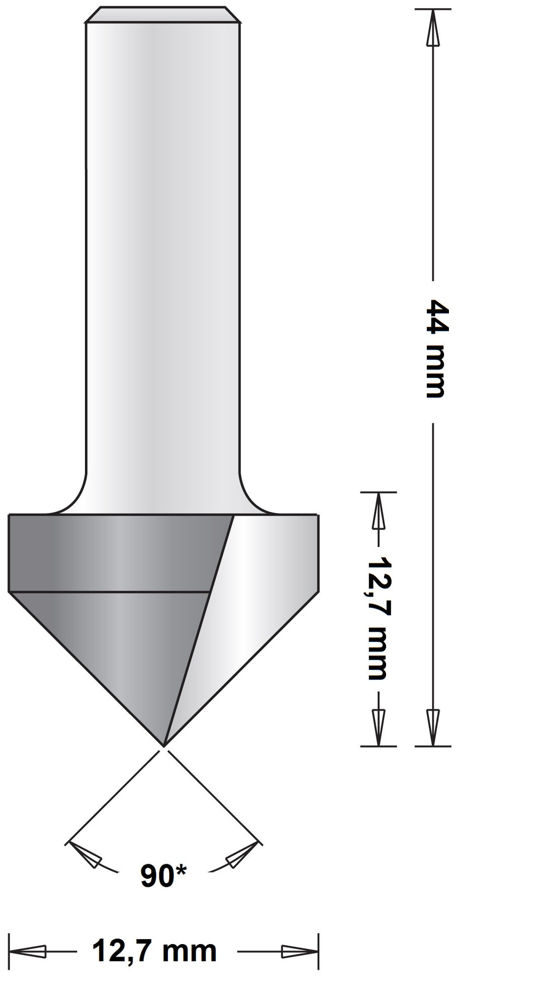 8 MM V-GROEFFREES12.7X44X90 afbeelding