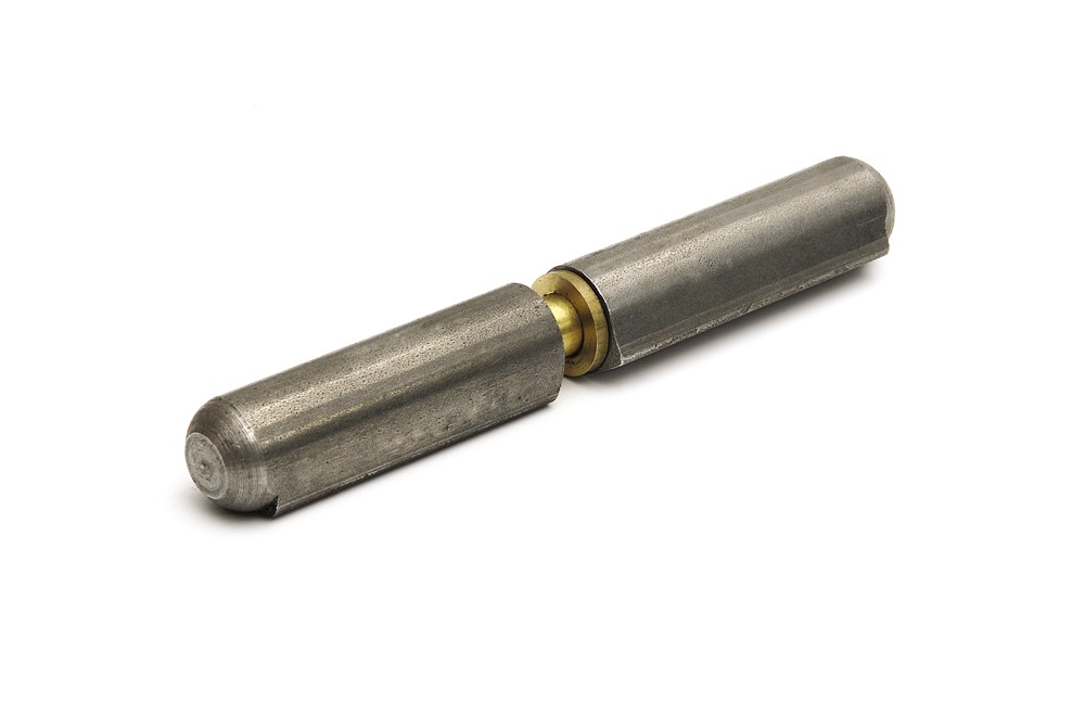 Aanlaspaumelle / messing pen en messing ring / 120x16 mm / blank staal