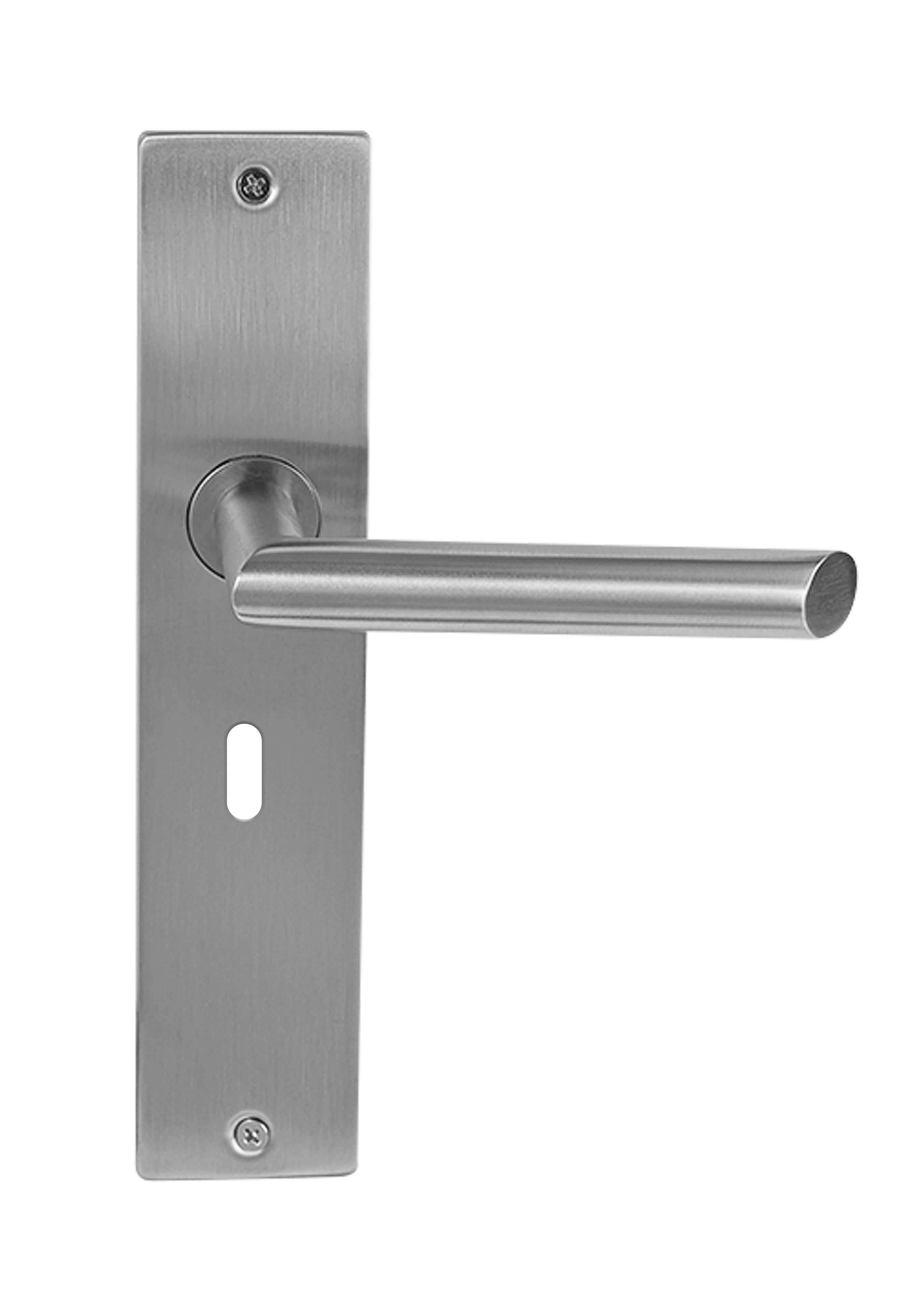 Deurklink Cero rvs basis op langschild sleutelgat 56mm
