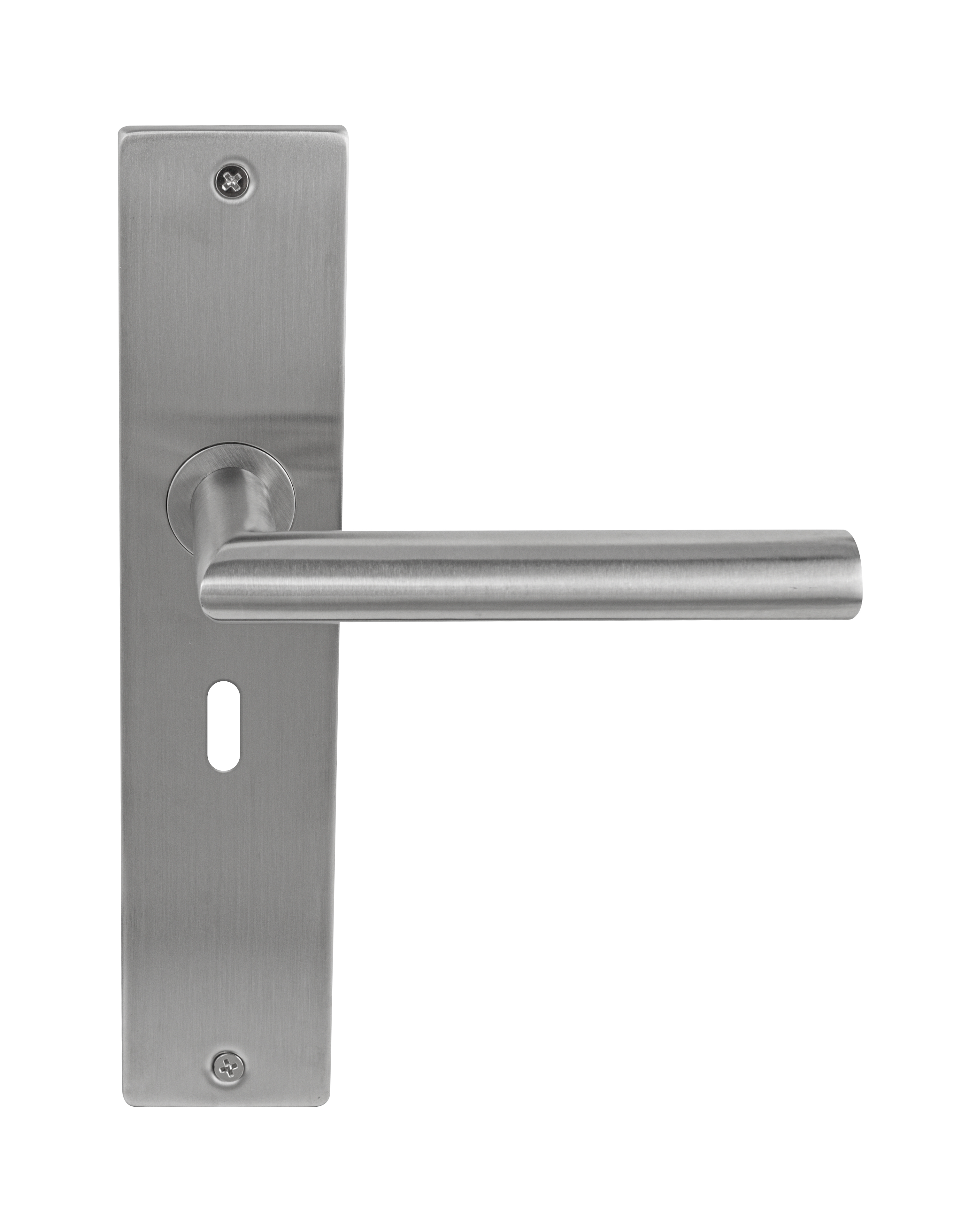 Deurklink Nexus rvs basis op langschild sleutelgat 56mm
