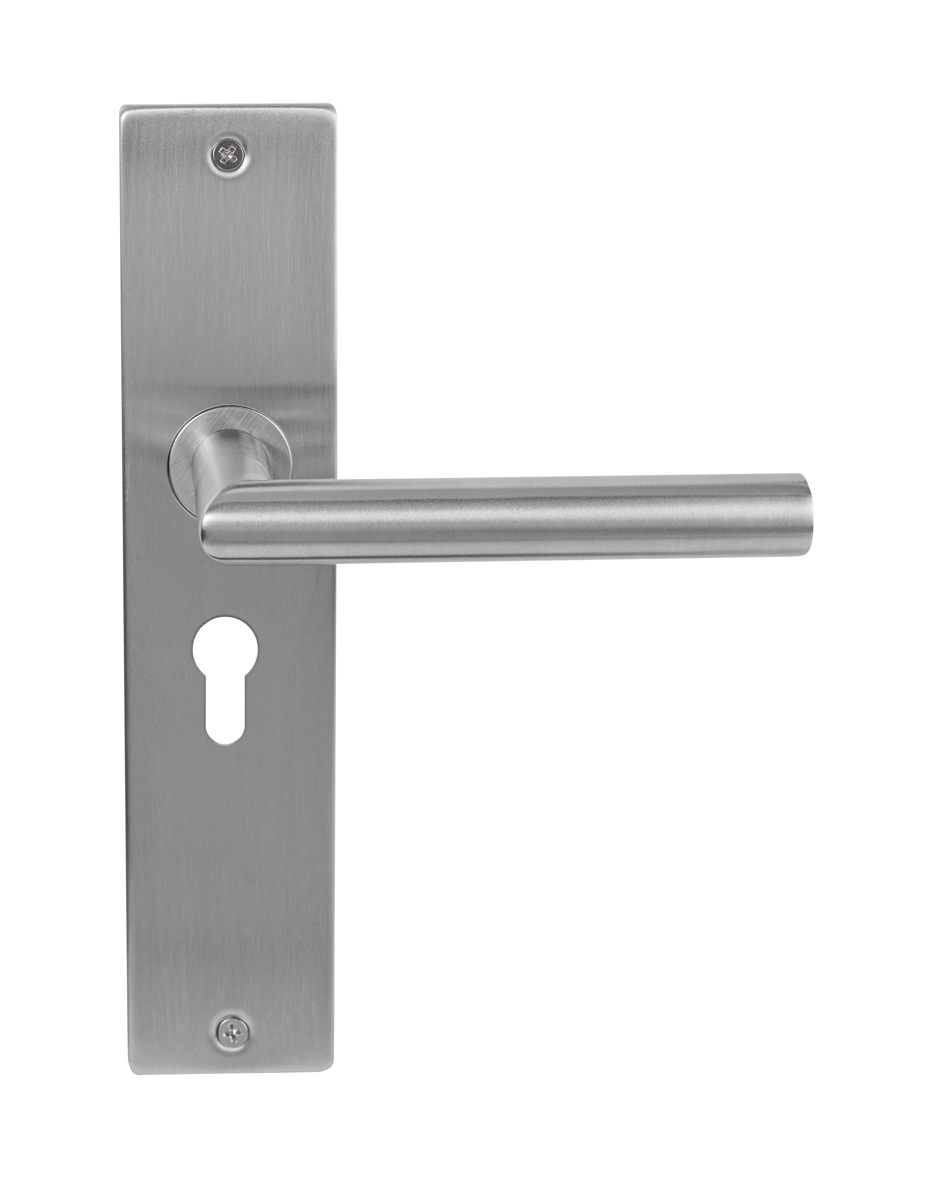 Deurklink Uno rvs basis op langschild PC55
