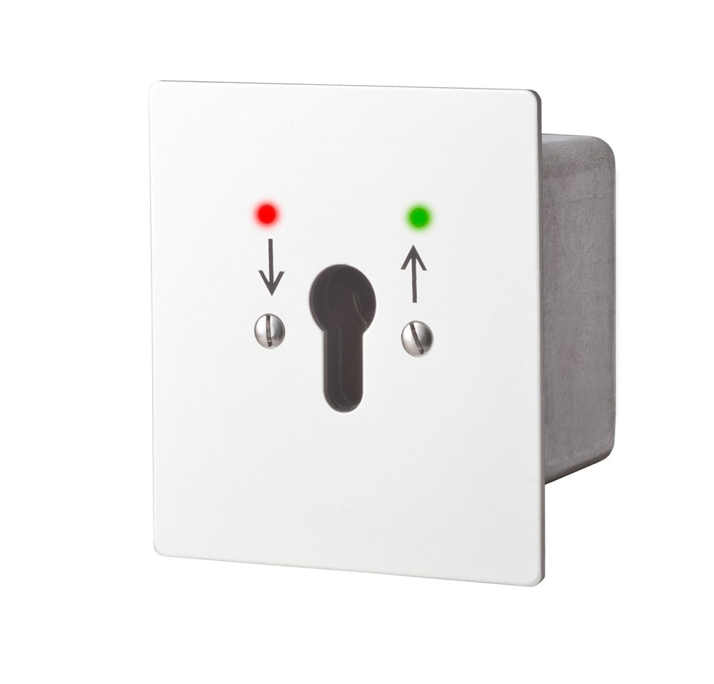 Sleutelschakelaar inbouw, 2xled rood-groen en sabotagecontact