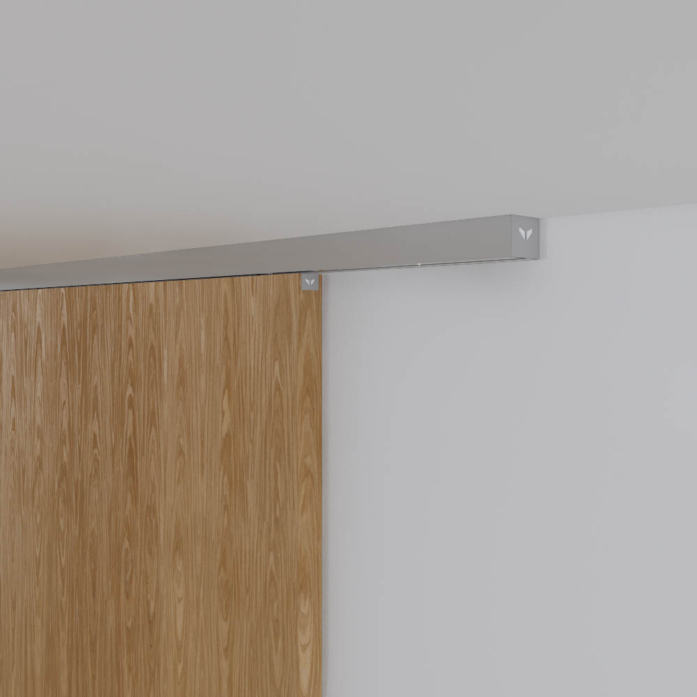 Xperta set 4m rail - alu - Plafond opbouw - Enkele deur - inbouw auto fix - Set Eindkappen afbeelding