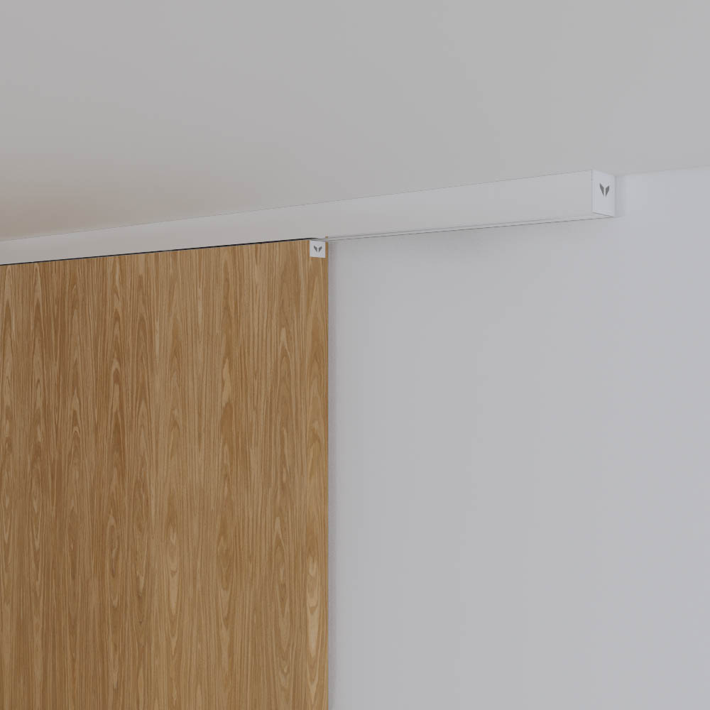 Xperta set 6m rail - Wit - Plafond opbouw - Dubbele deur - Deurdikte 50-55mm - inbouw manual fix - Set Eindkappen