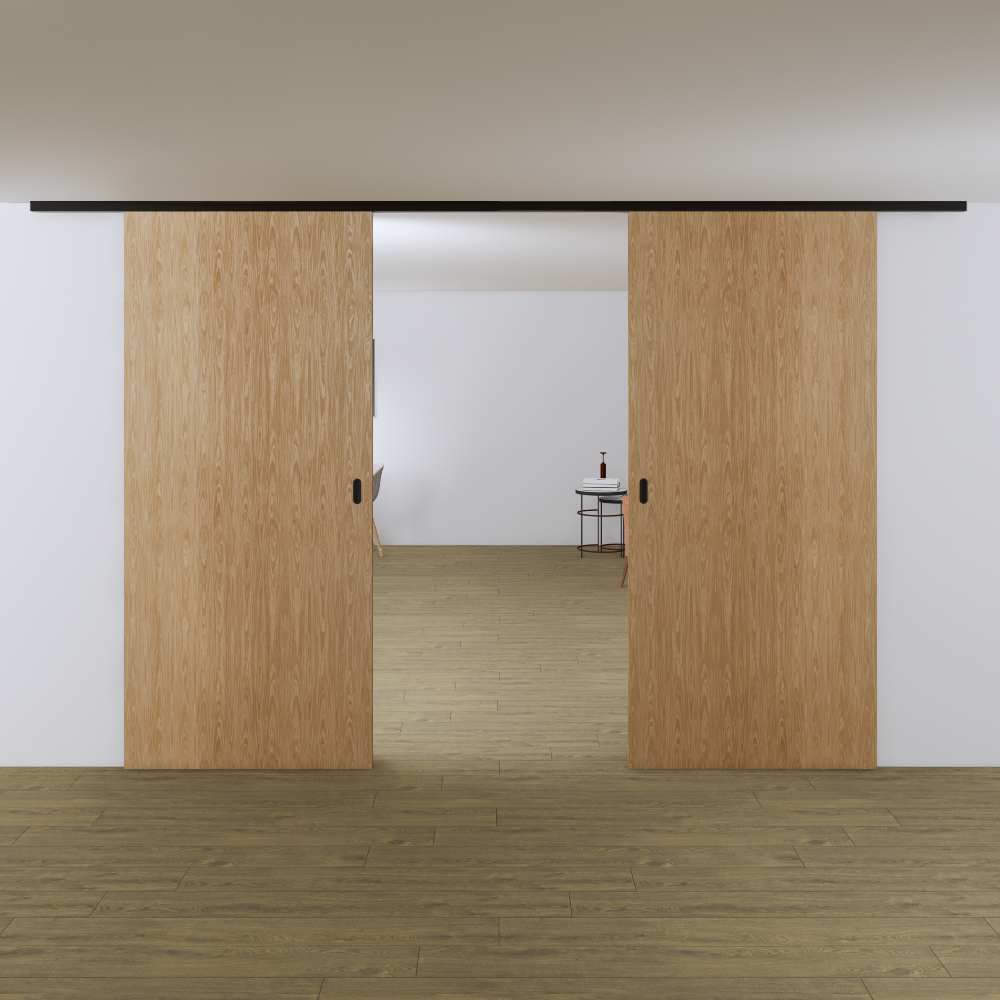 Xperta set 4m rail - Zwart - Plafond opbouw - Dubbele deur - Deurdikte 50-55mm - opbouw