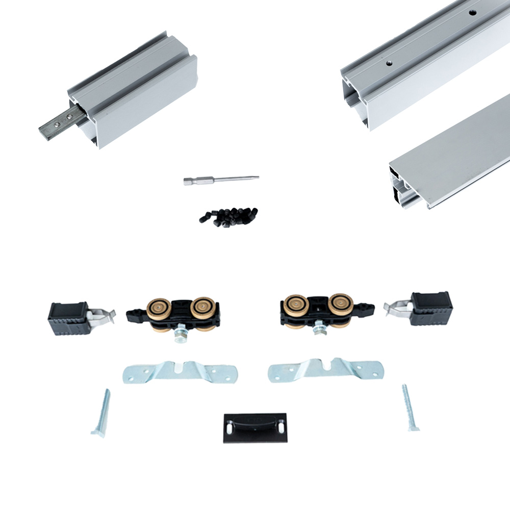 Xperta set 6m rail - alu - vloerplint - Enkele deur - opbouw