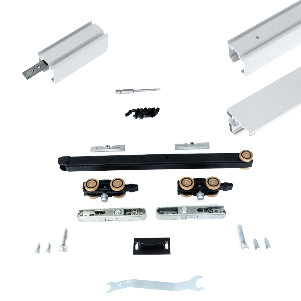 Xperta set 6m rail - alu - vloerplint - Dubbele deur - Dubbel soft - inbouw auto fix