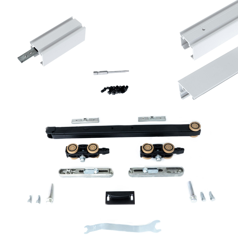 Xperta set 4m rail - Wit - wand z. vloerpl. - Enkele deur - Deurdikte 50-55mm - Dubbele softclose - inbouw manual fix