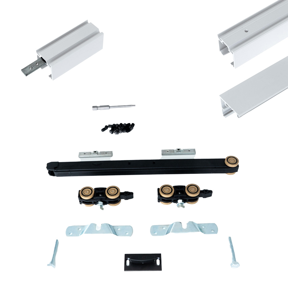 Xperta set 6m rail - Wit - wand z. vloerpl. - Enkele deur - Deurdikte 50-55mm - Dubbele softclose - opbouw