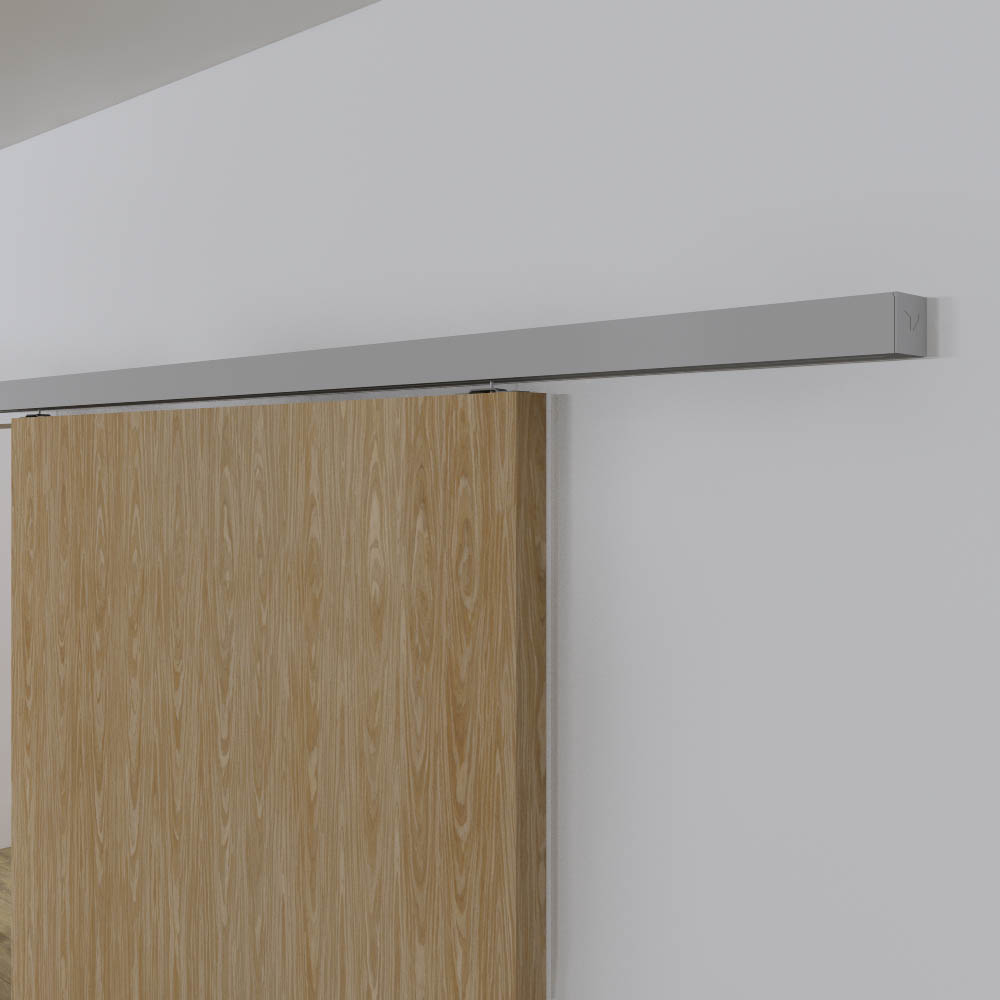 Xperta set 2m rail - alu - wand z. vloerpl. - Enkele deur - Deurdikte 50-55mm - Dubbele softclose - inbouw auto fix