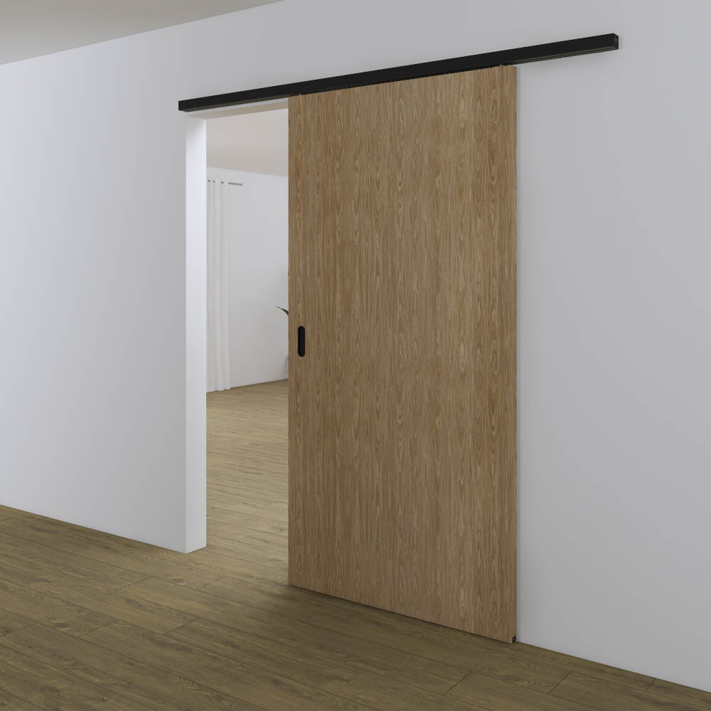 Xperta set 2m rail - Zwart - wand z. vloerpl. - Enkele deur - Deurdikte 50-55mm - opbouw afbeelding