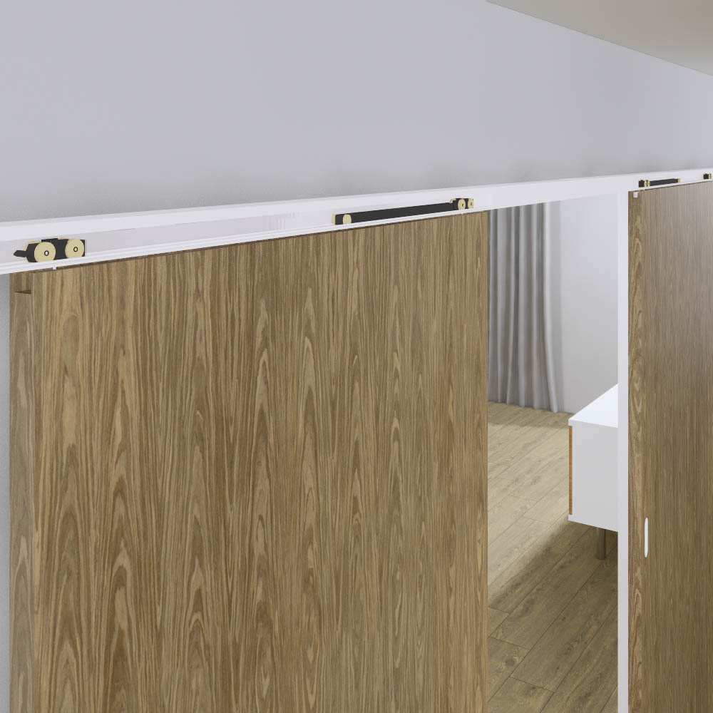 Xperta set 4m rail - Wit - vloerplint - Dubbele deur - Dubbel soft - opbouw afbeelding