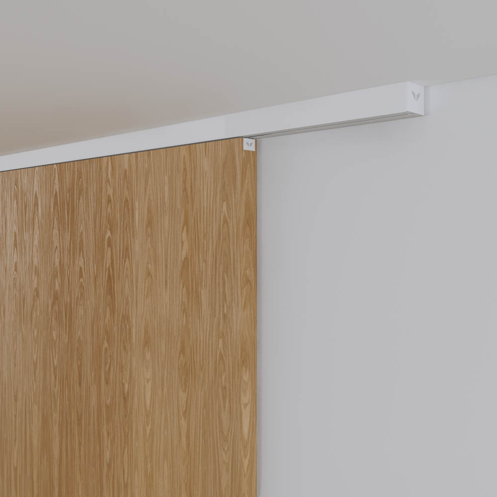 Xperta set 3m rail - Wit - Plafond opbouw - Enkele deur - Deurdikte 50-55mm - inbouw auto fix - Set Eindkappen afbeelding